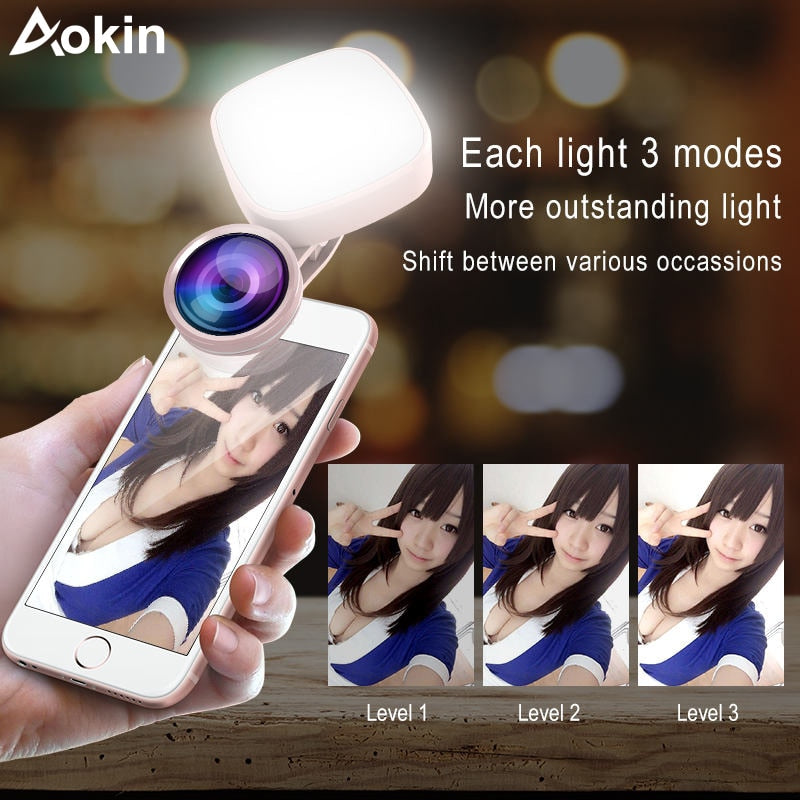 Selfie Ring Light with HD 3 in 1 Fisheye Wide Angle Macro Lens Flash Led Camera Phone Photography for iPhone Samsung Lens - V.I.P Digital Presence