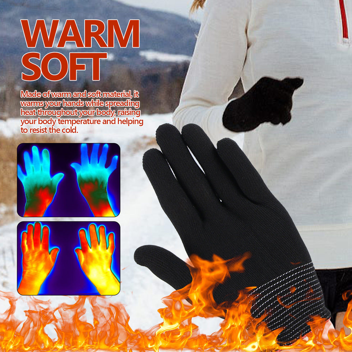 Nylon Gloves, Winter Outdoor Sports Skiing Cold Hand Care Massage Heat Warm Gloves - V.I.P Digital Presence