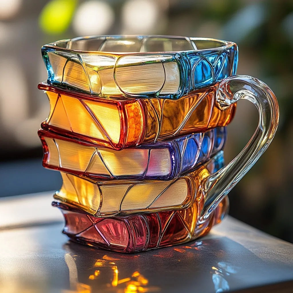 Colorful Books Coffee Cup Unique Stacked Books Coffee Cup - V.I.P Digital Presence