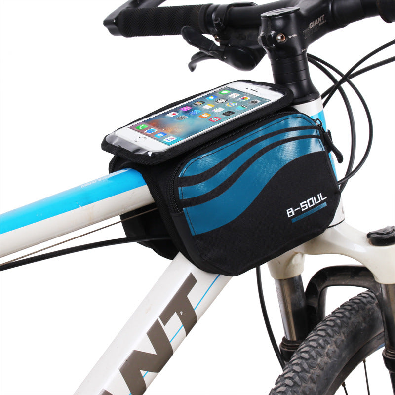 B-SOUL Bicycle Mountain Bike Upper Tube Bag Saddle Bag Road Car Front Bag Increase Touch Screen Mobile Phone Bag 5.7 Inches