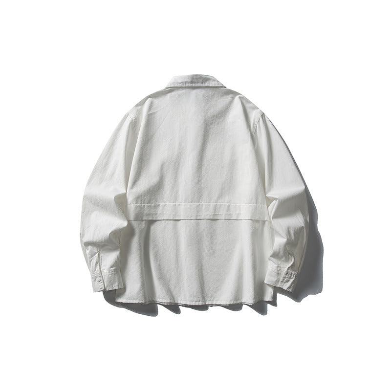 Splicing workwear long sleeved shirt men's loose casual shirt - V.I.P Digital Presence