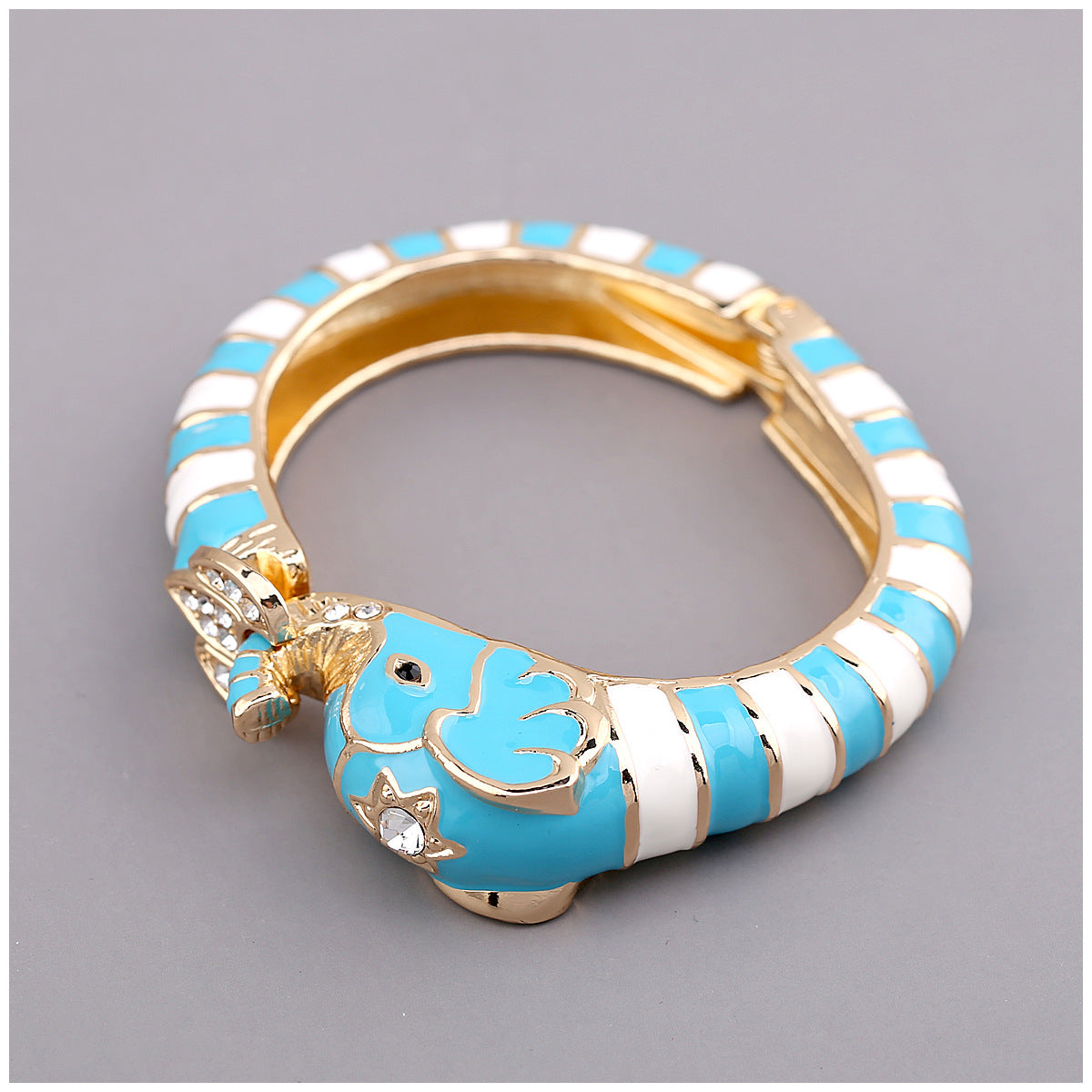 European and American fashion jewelry elephant enamel oil drip alloy open bracelet - V.I.P Digital Presence