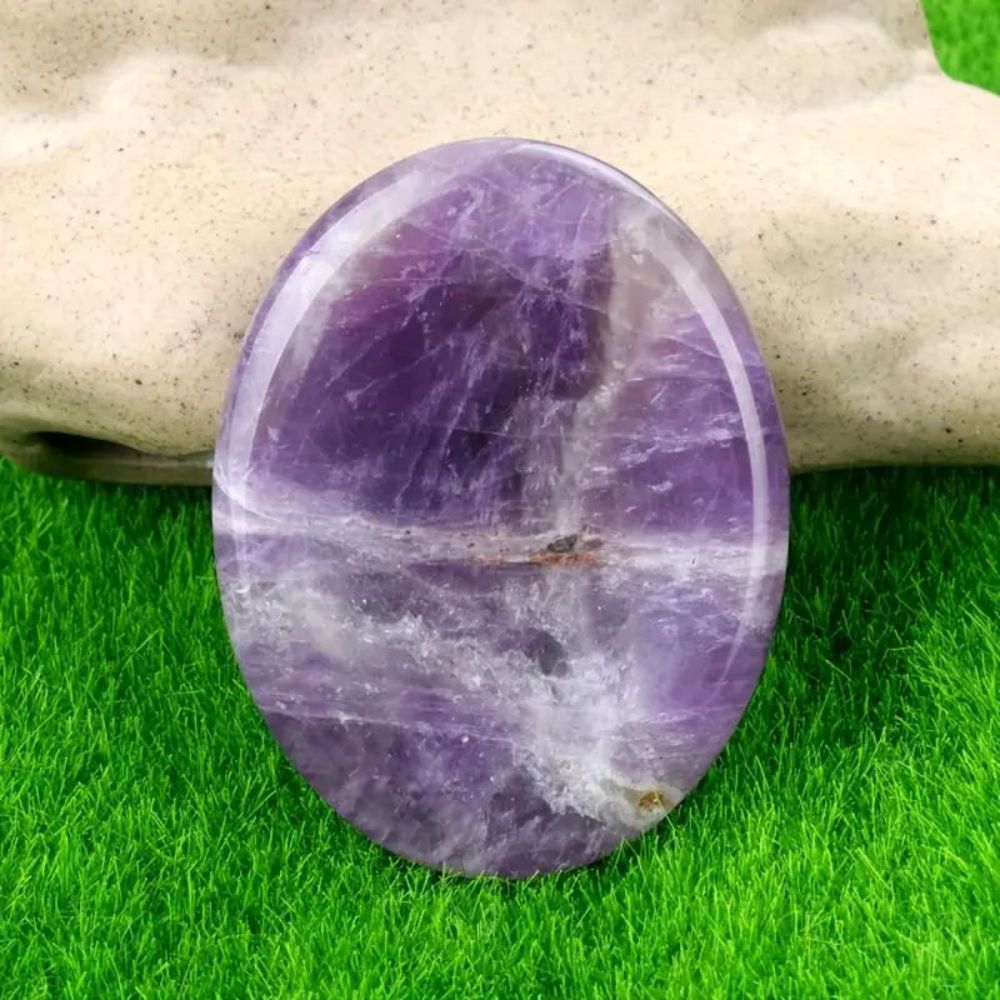 Thumb Worry Stones Oval Massage Quartz Healing Crystal Chakra Energy Therapy Meditation Spiritual Natural Gemstone Decor - V.I.P Digital Presence