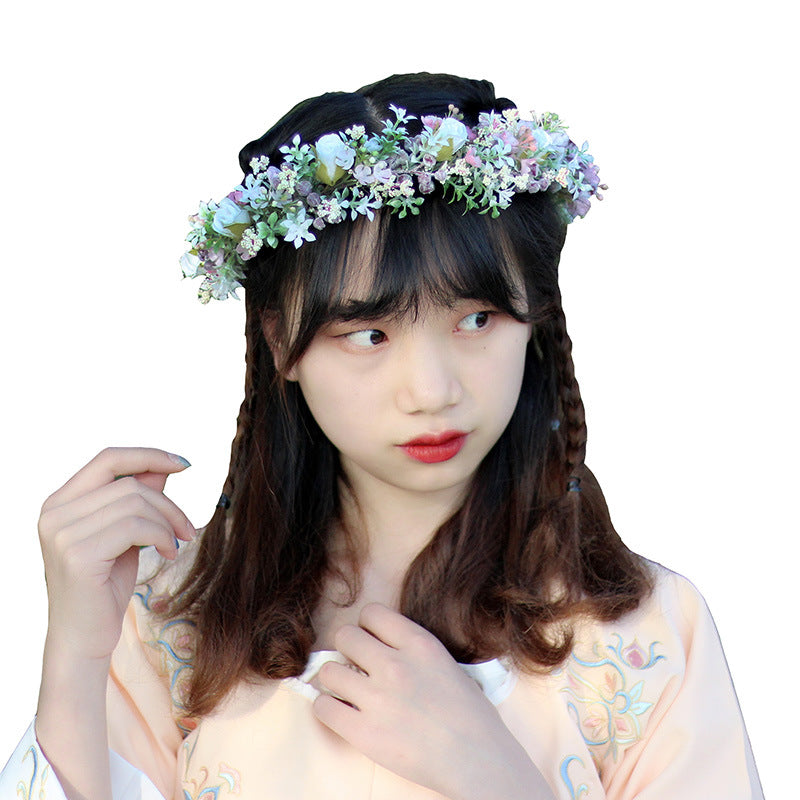 Ancient style girl Hanfu headwear simulation full sky star small floral headband forest princess bridal wreath - V.I.P Digital Presence