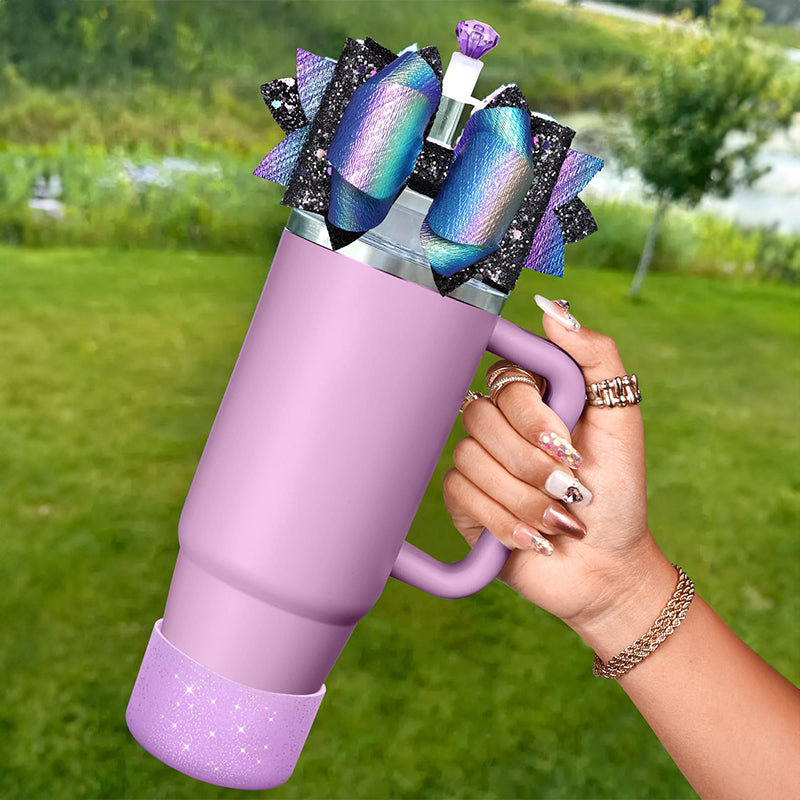 Cup Boot for Stanley 40/30 oz: Straw Cover, Bow Topper, Diamond Caps, Bottom Protector, 3 PCS Set. - V.I.P Digital Presence