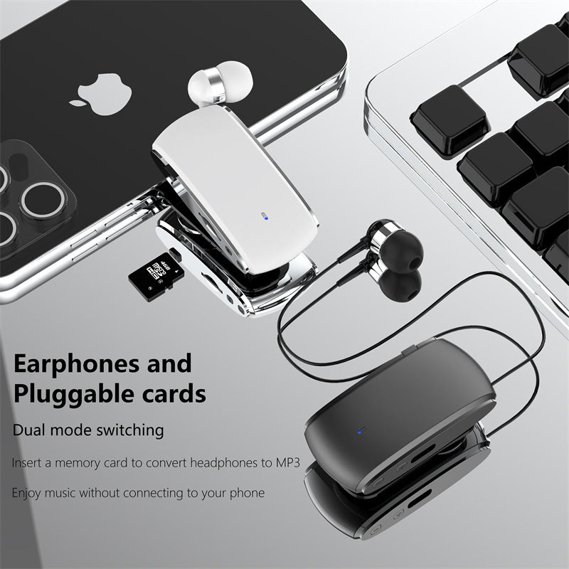 K68 New Collar style Bluetooth Earphones MP3 Earphones Wireless Telescopic Cable Single Ear Card Insertion Recording Earphones - V.I.P Digital Presence