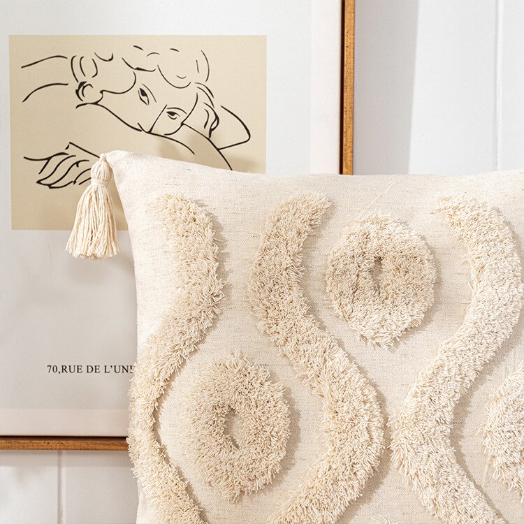 Tassels Cushion Cover 45x45cm Beige White Pillow Covers Decorative Pillow Case Square Home Boho Decor Macrame Pillowcase - V.I.P Digital Presence