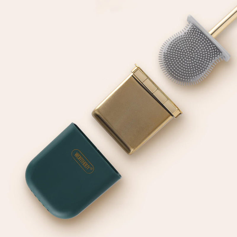 Luxury Toilet Brush Wall Mounted Holder Silicone Flat Head Cleaning Brush Corner Gap Cleaner - V.I.P Digital Presence