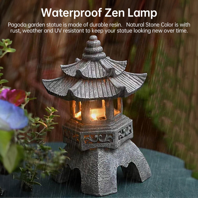 Solar-Powered Zen Garden Decor: Pagoda Lanterns & Statues - V.I.P Digital Presence