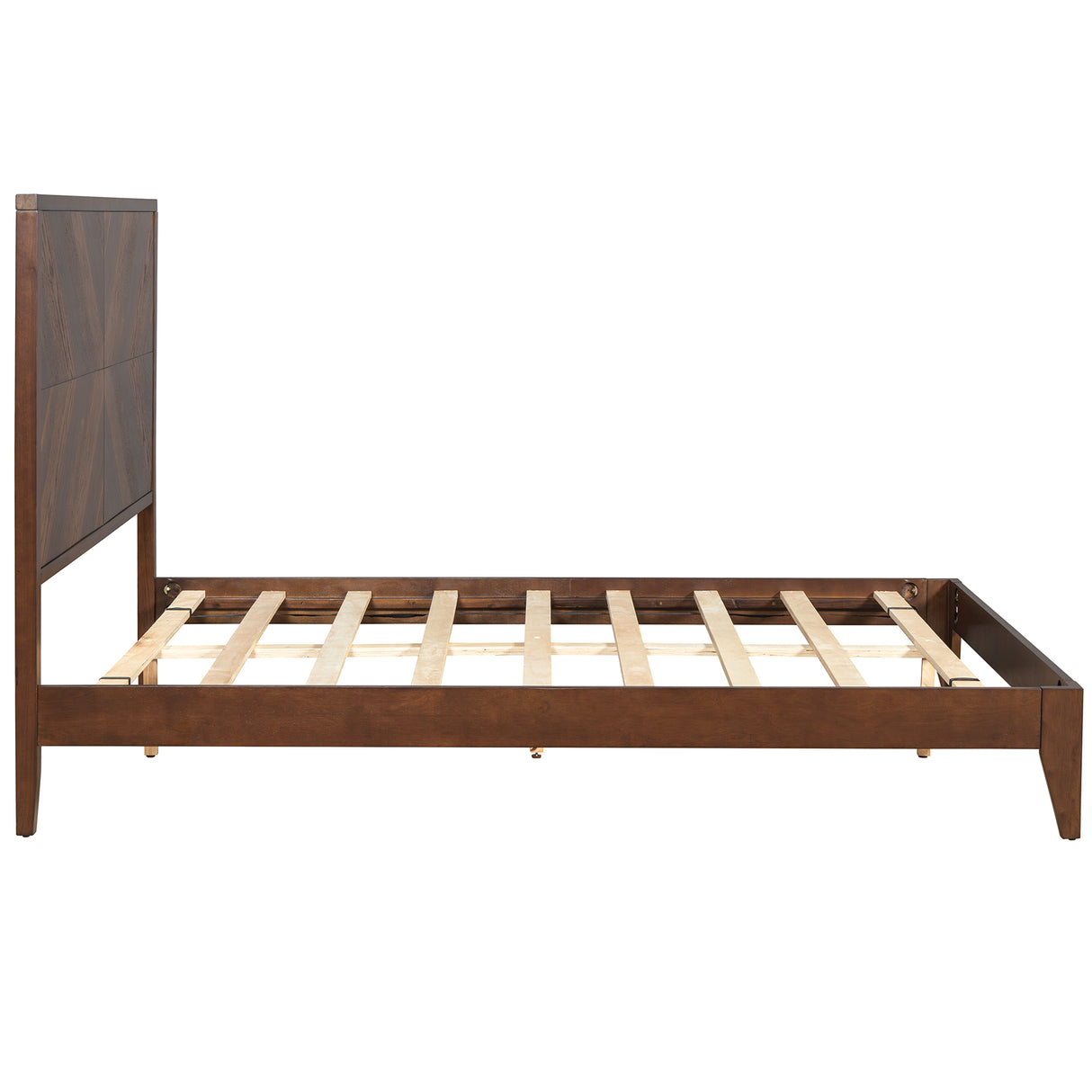 Mid-Century Modern Platform Bed Wood Slat Support with No Box Spring Needed,Queen, Walnut - V.I.P Digital Presence