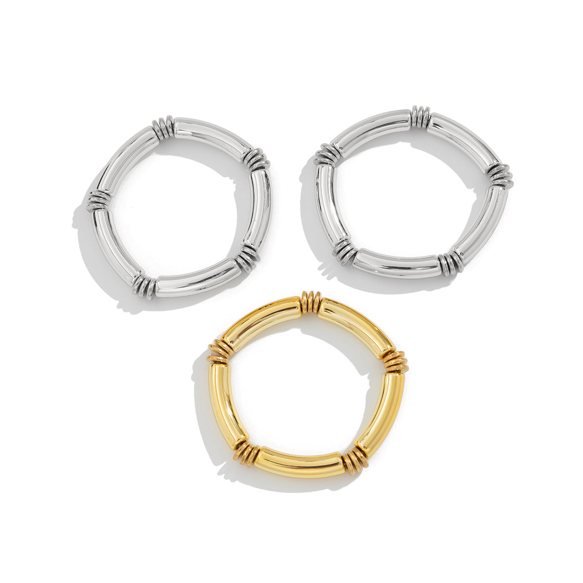 Fashionable irregular CCB bent tube bracelet with simple smooth surface Bracelet set new style - V.I.P Digital Presence