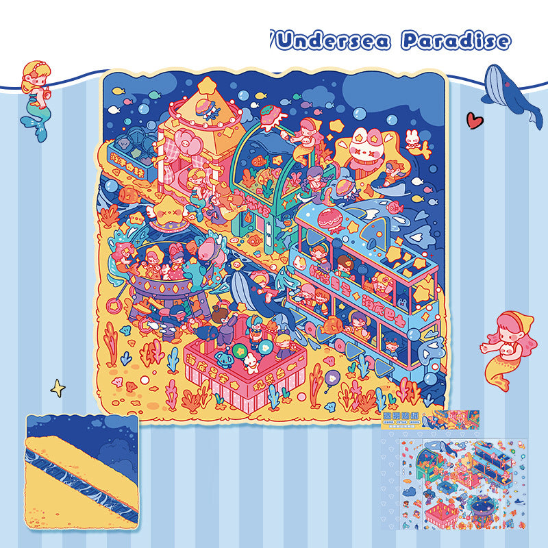 Landscape stickers large 3D stereoscopic scene collage miniature scene ledger stickers DIY stickers