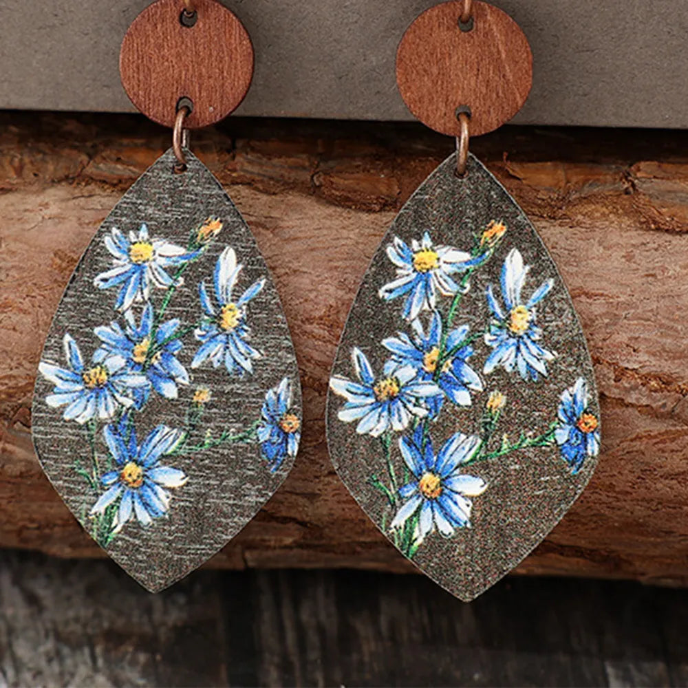 Flower Geometrical Shape Wooden Earrings - V.I.P Digital Presence
