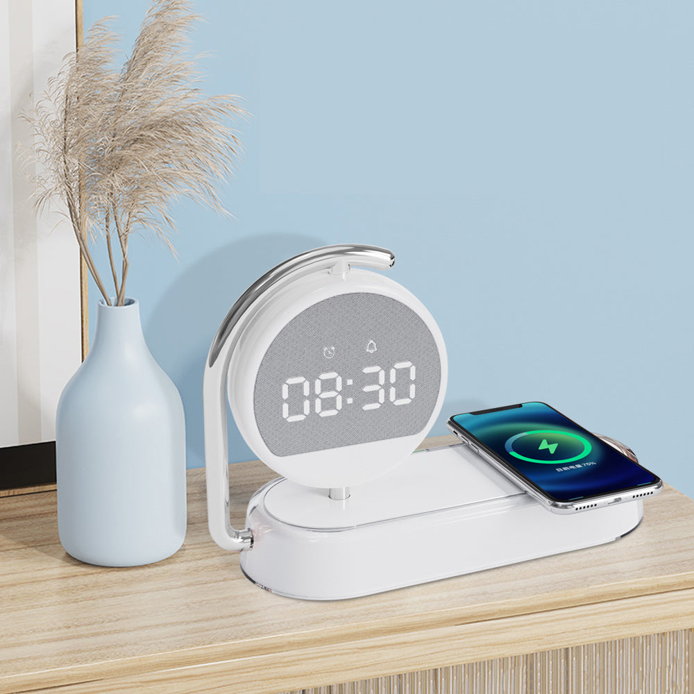 Multi functional clock, wireless charging, clock alarm, mobile phone, wireless charging, small night light, three in one - V.I.P Digital Presence