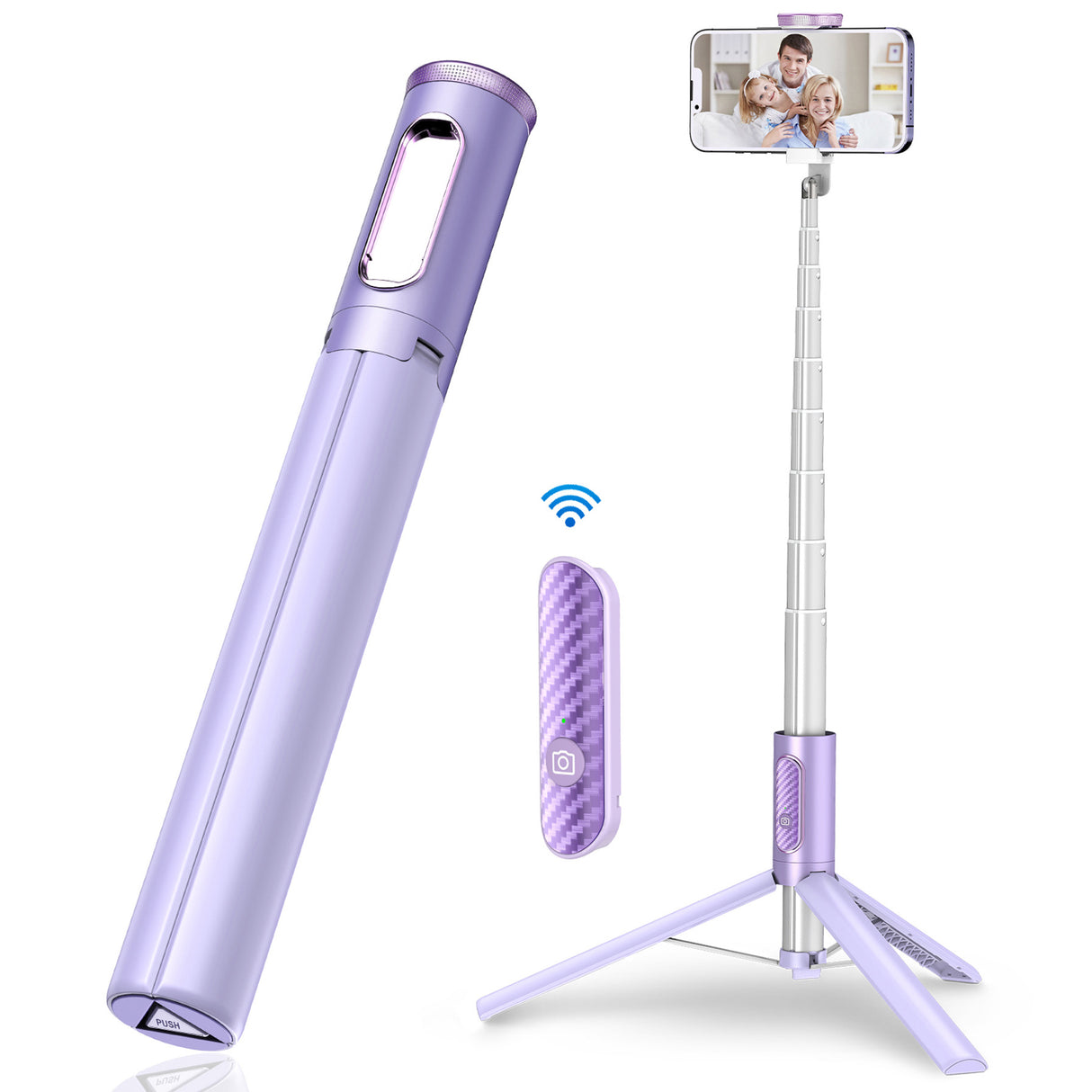 New 150cm Long Selfie Stick Tripod Carbon Fiber Plastic Detachable Remote Control AB202 Max Phone Compatibility Rotatable - V.I.P Digital Presence