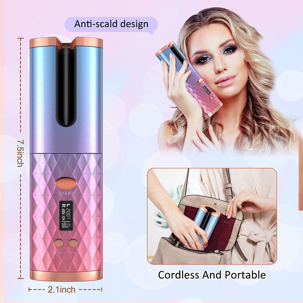 New Portable USB Charging Models Automatic Curling Iron Intelligent LCD Home Mini Lazy Hair Curler - V.I.P Digital Presence