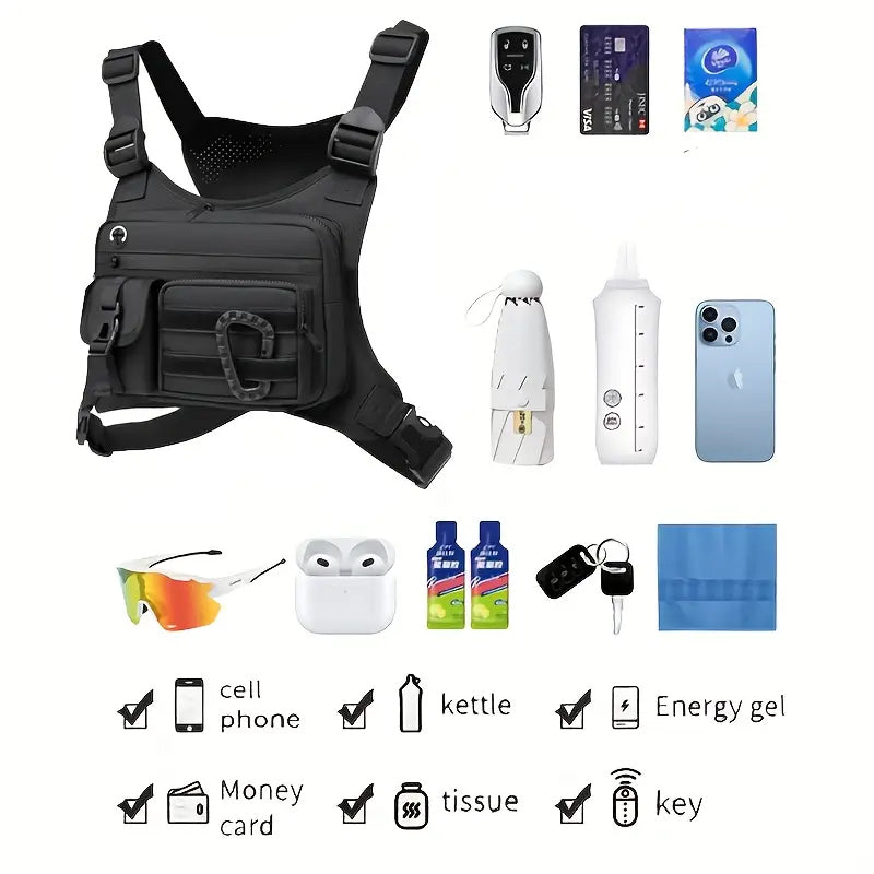 Men's Tactical Chest Bag - EDC Waterproof Anti-Theft Vest for Outdoor Cycling & Running - V.I.P Digital Presence