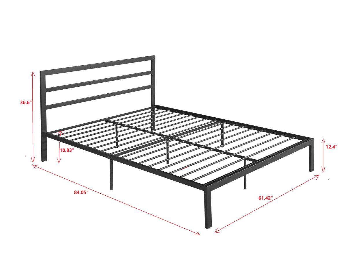 Queen Size Metal Bed Frame with Headboard Charcoal Grey - V.I.P Digital Presence