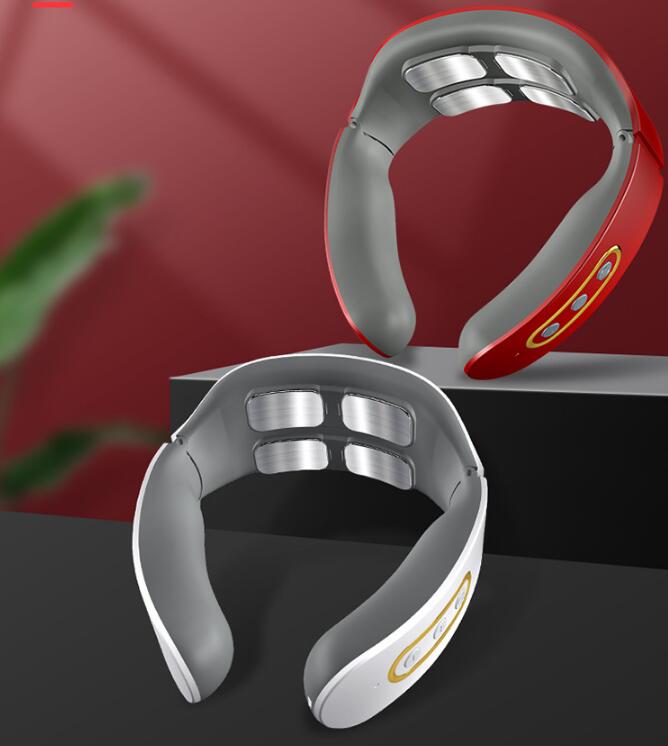 USB Rechargeable 4 Heads Cervical Spondylosis Massager Intelligent Whole Body Meridian Massage Pulse Kneading Heating Neck Protector - V.I.P Digital Presence