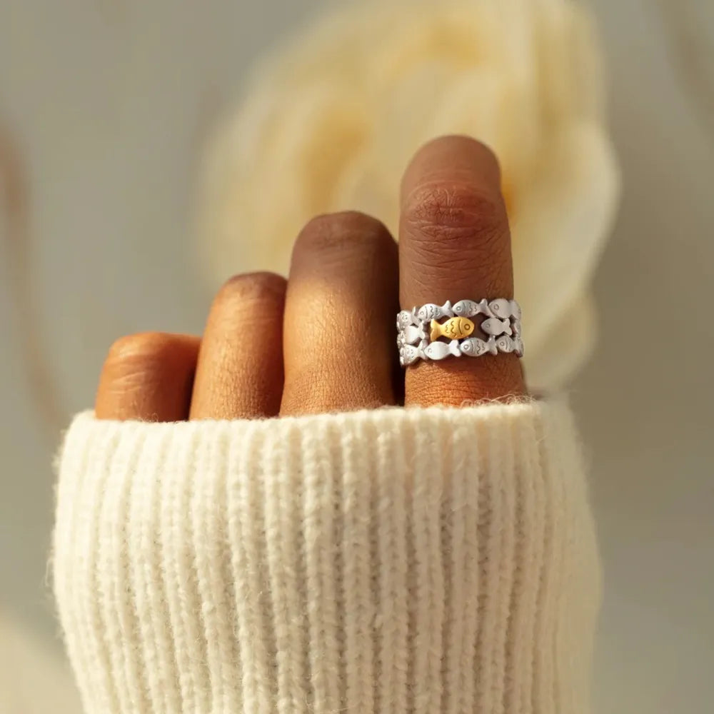 925 Sterling Silver Fish Open Ring - V.I.P Digital Presence