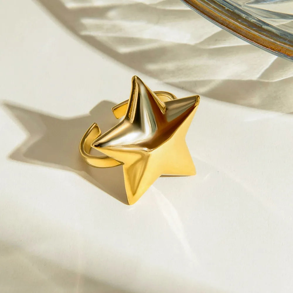 18K Gold-Plated Stainless Steel Star Ring - V.I.P Digital Presence