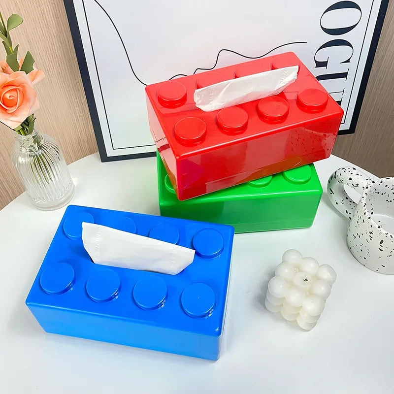 ABS Building Block Shaped Tissue Box Wall-mounted Creative Face Towel Box Organizer Perforation-free Removable - V.I.P Digital Presence