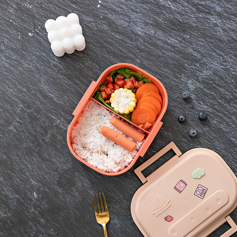 Cartoon cute portable square single layer lunch box with handle lunch box - V.I.P Digital Presence