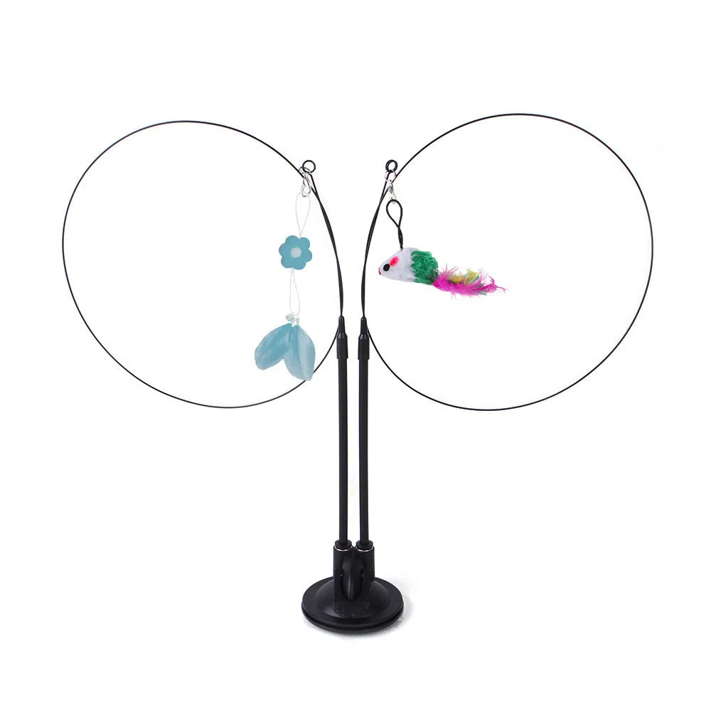 Suction cup cat toy stick that can be attached and held with steel wire multi head interchangeable cat toy and pet supplies - V.I.P Digital Presence