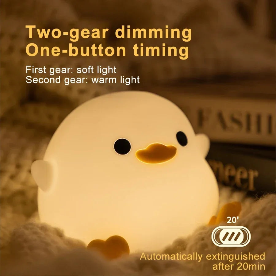 Duck Silicone Night Light for Children with Timer Usb Rechargeable Dimming Touch Lamp Sleeping Bedroom Cartoon Animal Decor Gift - V.I.P Digital Presence