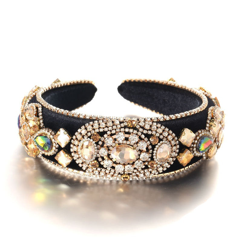 Baroque retro inlaid colored rhinestone sponge hair accessories - V.I.P Digital Presence
