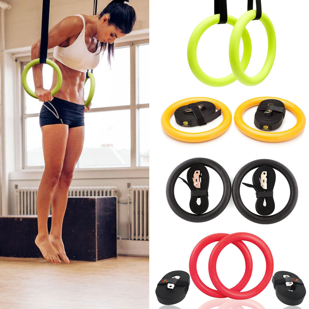 2Pcs High Quality Heavy Duty ABS Plastic 28mm Exercise Fitness Gymnastic Rings With Foam Handle Gym Exercise Crossfit Pull Ups A - V.I.P Digital Presence
