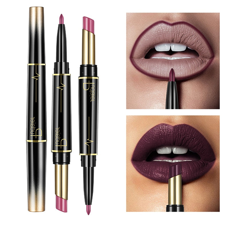 Matte Lipstick Wateproof Double Ended Long Lasting Lipsticks Brand Lip Makeup Cosmetics Nude Dark Red Lips Liner Pencil - V.I.P Digital Presence
