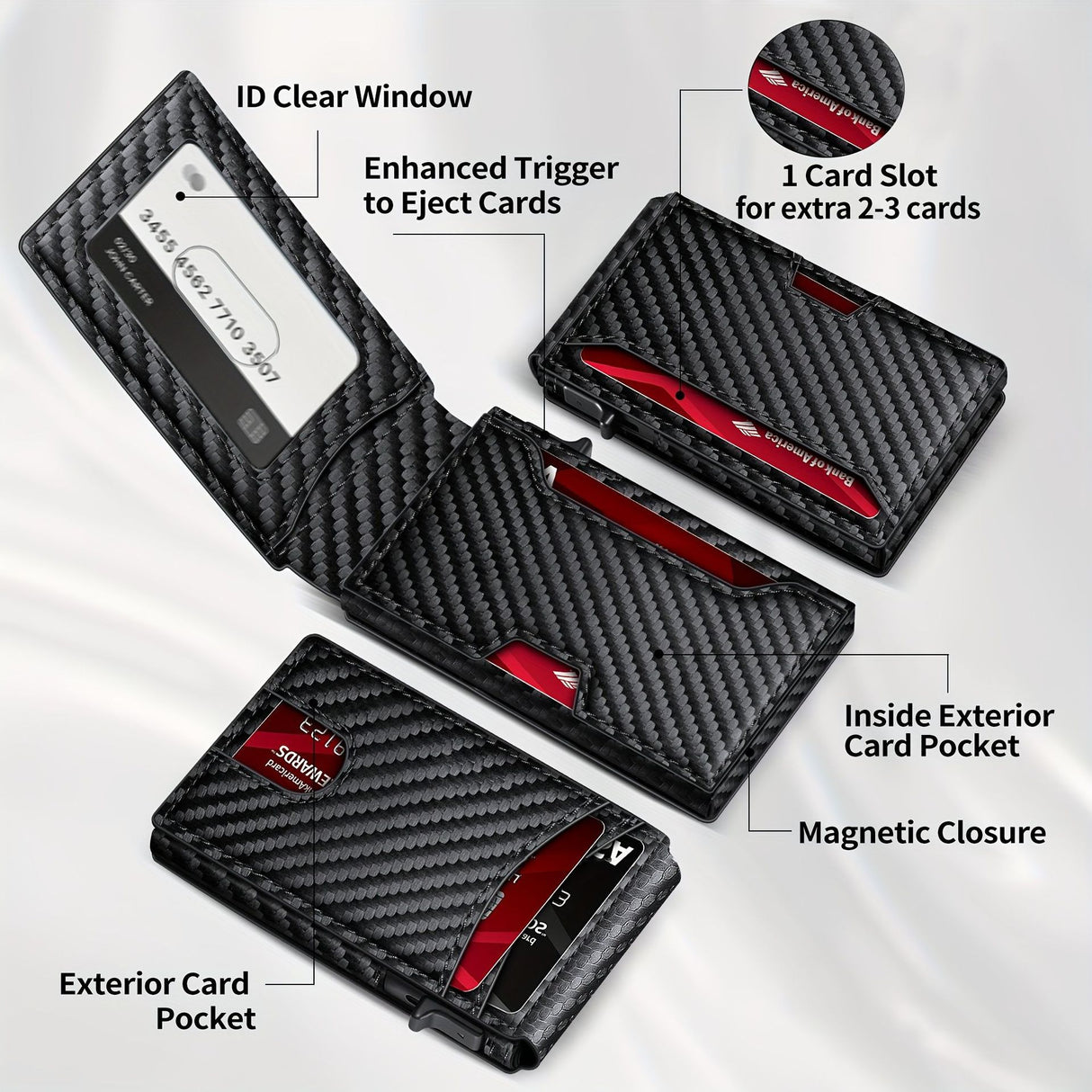 Carbon fiber patterned men's wallet wallet two fold flip card box anti-theft brush wallet magnetic suction side push card bag - V.I.P Digital Presence