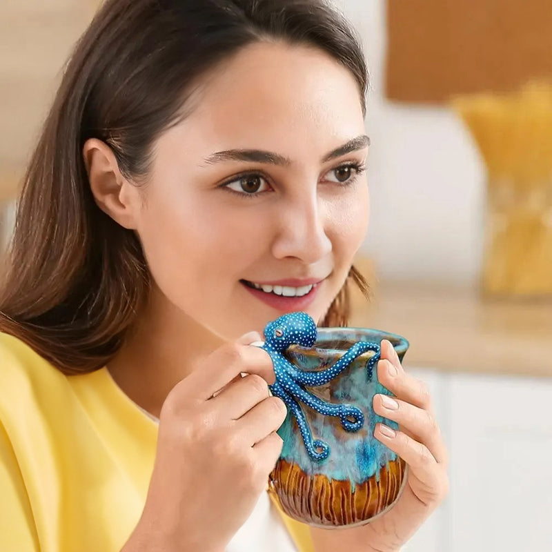 Handmade Deep Blue Octopus Mug. For Hot & Cold Drinks - V.I.P Digital Presence