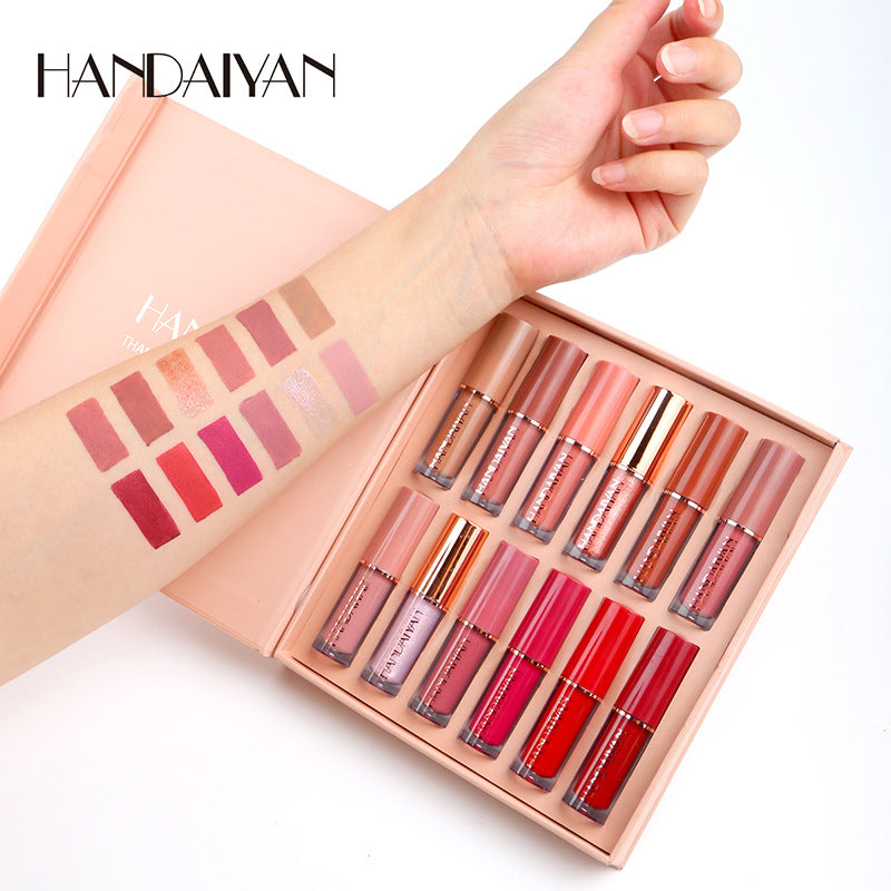 HANDAIYAN 12 Color Lip Gloss Set Liquid Lipstick Set Matte Pearlescent Non-Stick Cup Lip Gloss - V.I.P Digital Presence
