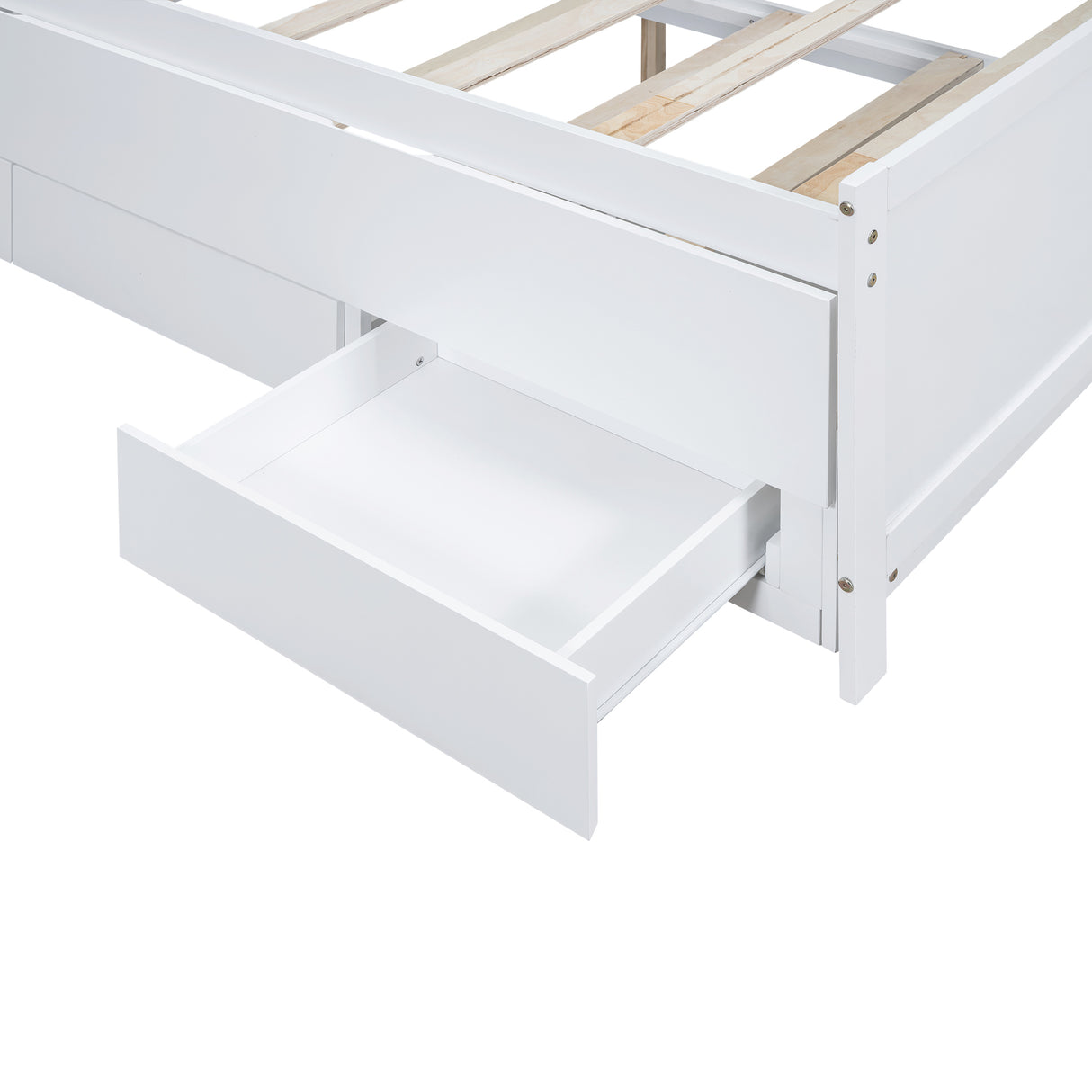 Full Size Platform Bed with Storage LED Headboard Twin Size Trundle and 3 Drawers White