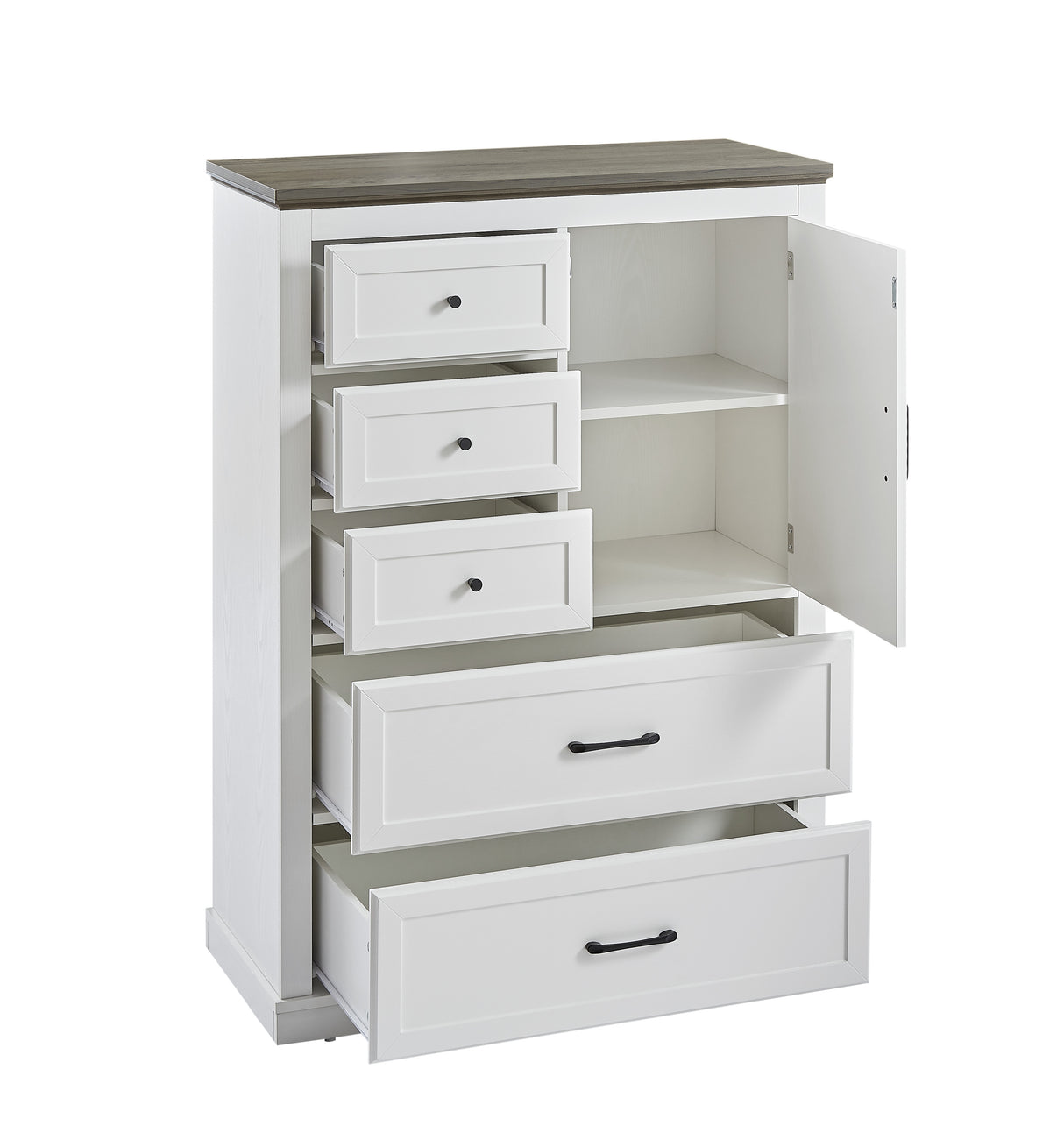 Farmhouse 5 drawer bedroom dressing table, high drawer cabinet white wooden bedroom dressing table. - V.I.P Digital Presence