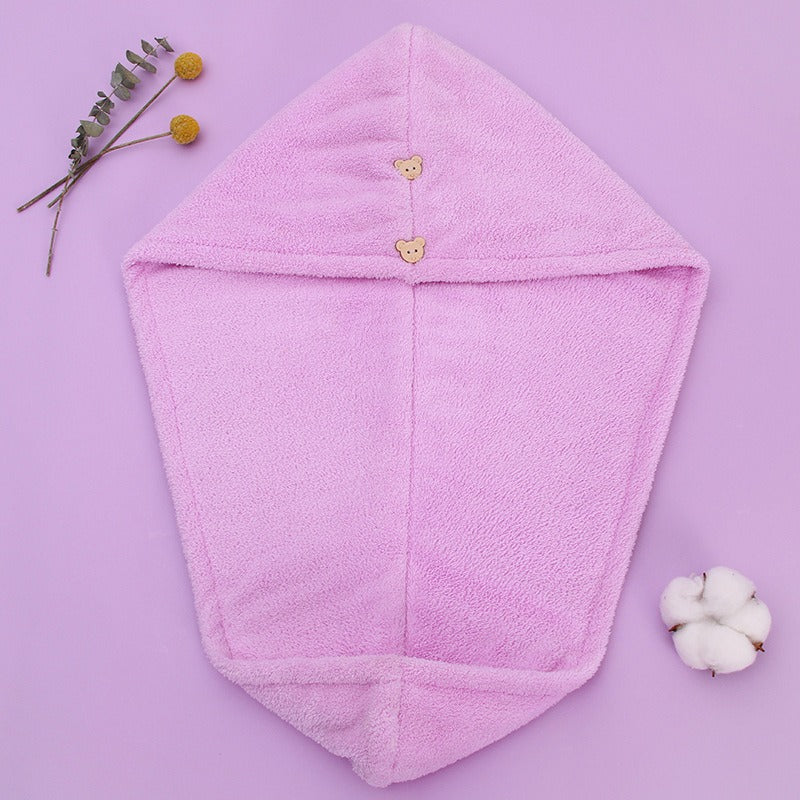 Super absorbent double-layer thickened coral velvet quick drying hair towel, shower cap, and headband towel - V.I.P Digital Presence