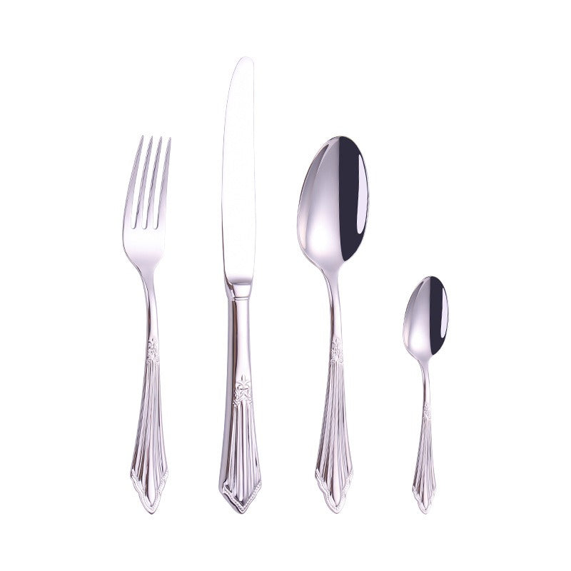 304 stainless steel knife, fork, spoon, hotel Western tableware, steak knife, fork, dessert spoon, fork, 4 piece set - V.I.P Digital Presence