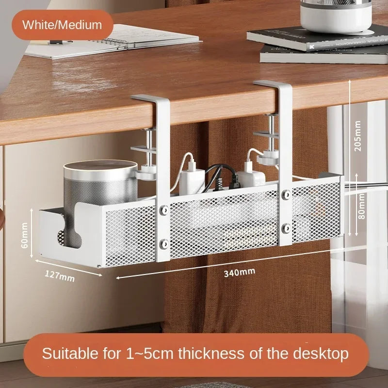 No-drill under-desk cord rack: metal mesh, high-load cable holder. - V.I.P Digital Presence