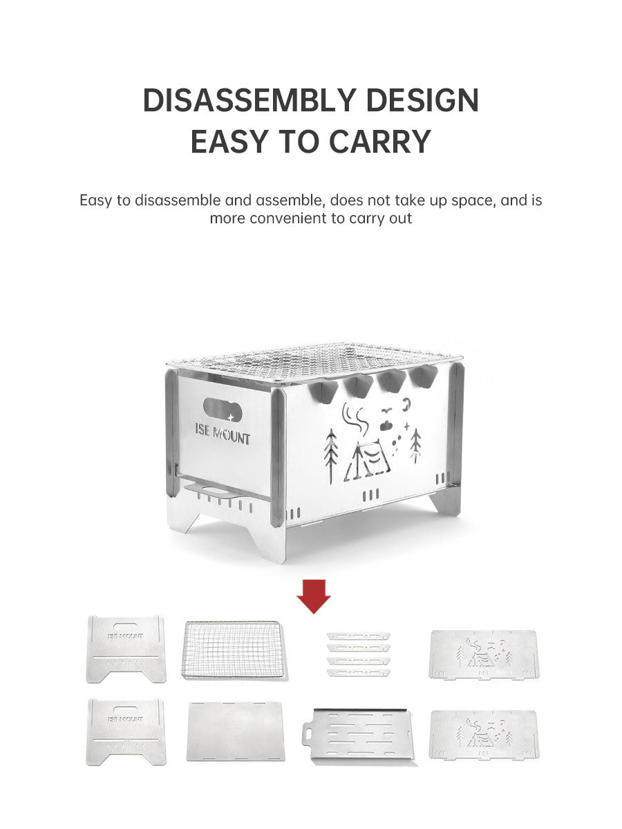 Outdoor folding barbecue stove stainless steel card stove bonfire stove portable camping heating stove burning firewood stove - V.I.P Digital Presence