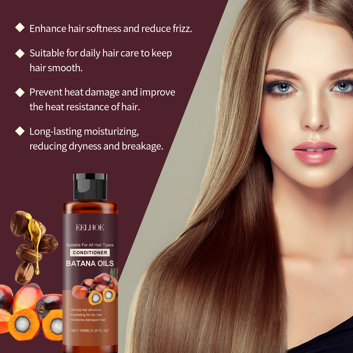 Batana Conditioner Repair Dry Split Ends Hydrating Smooth Improve Frizzy Hair Care - V.I.P Digital Presence