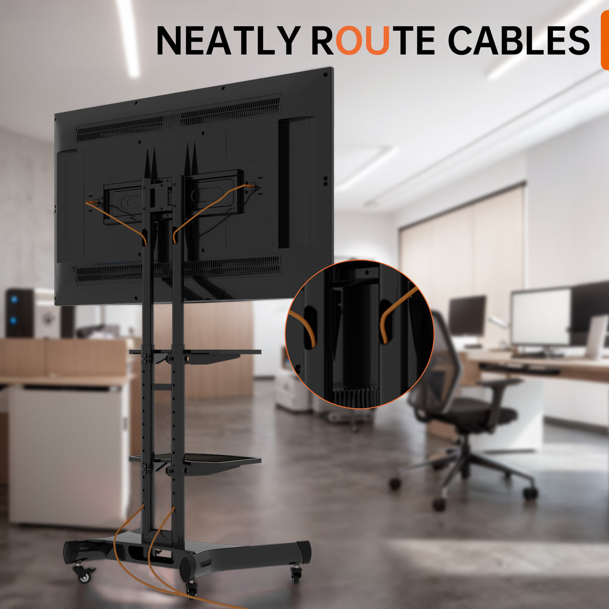 FANCO Universal Rotating TV Stand, suitable for 32-80 inch TVs, adjustable tilt height, maximum VESA 600x400mm (black) - V.I.P Digital Presence