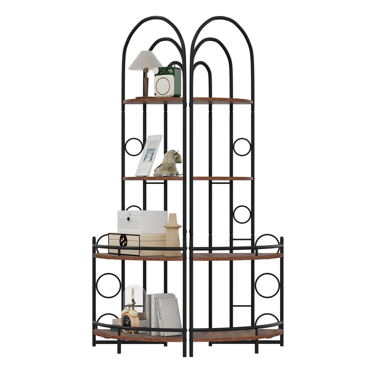 4-Tier Corner Bookshelf, Modern Style, Plant Stand with Metal Frame - V.I.P Digital Presence
