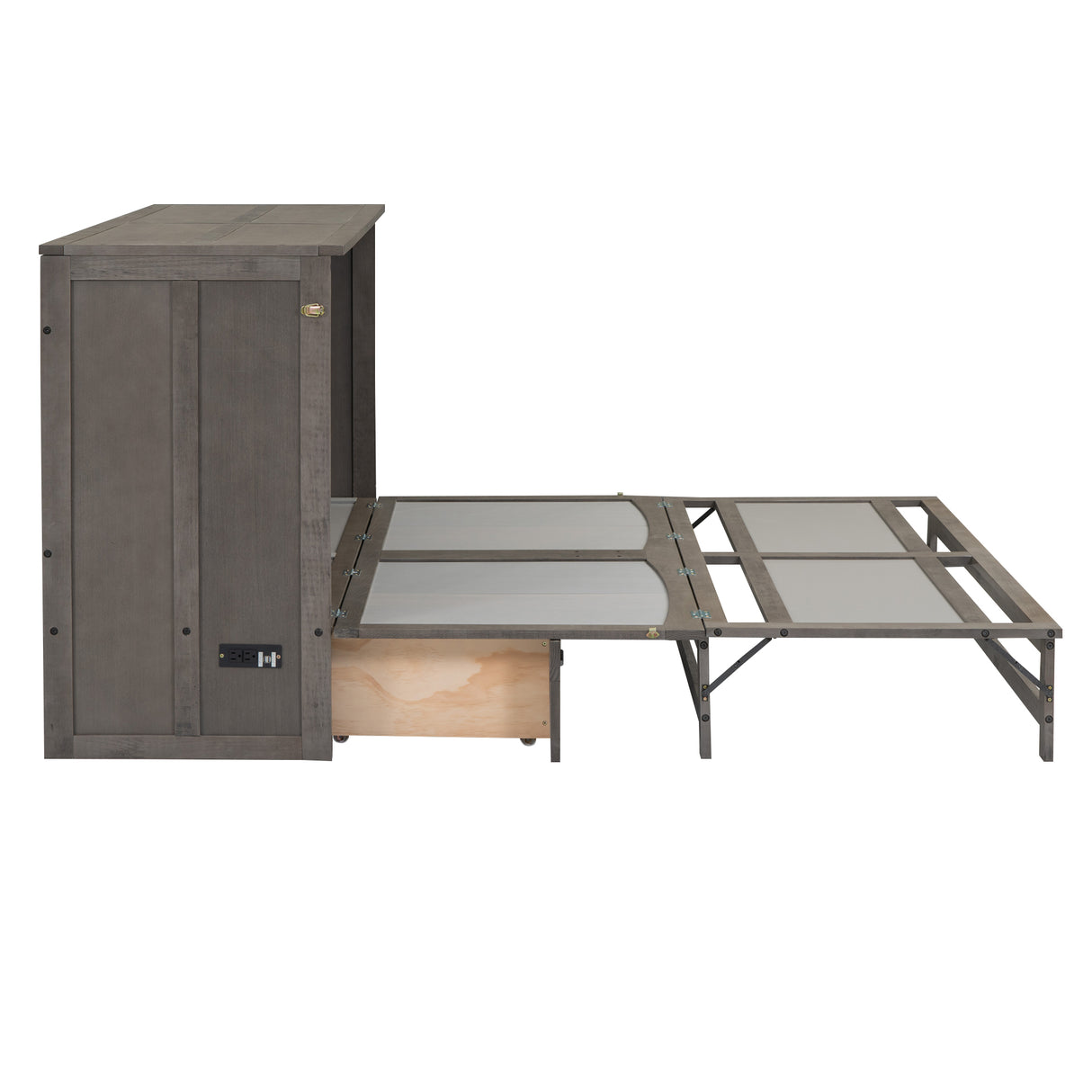 Queen Size Murphy Bed with Built-In Charging Station Antique Grey
