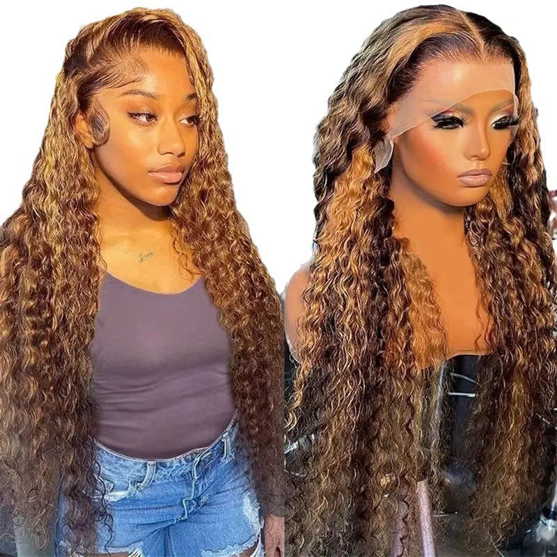Lace Wigs 13x4 HD Transparent Water Wave Frontal Wigs Highlight Honey Blonde Water Wave Lace Wig - V.I.P Digital Presence