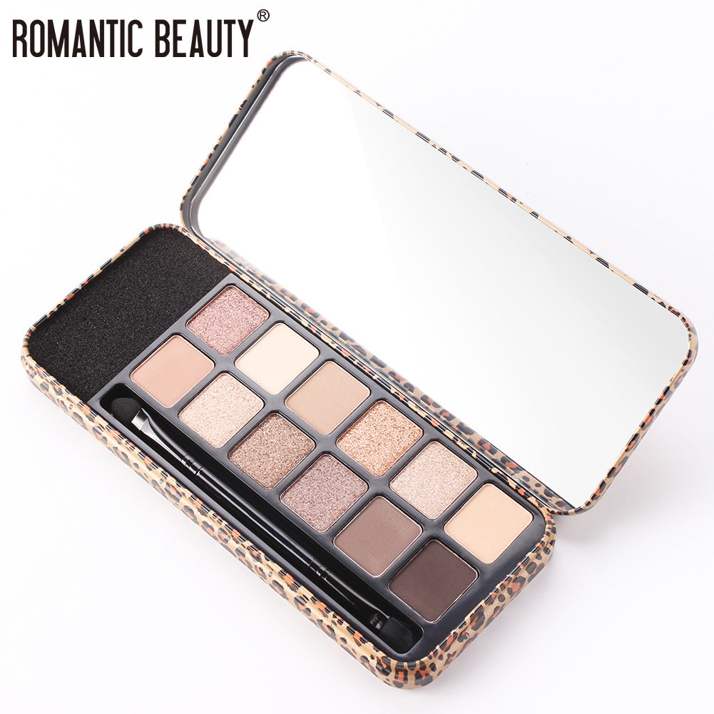 Romantic Beauty Multicolor Leopard Eye Shadow Plate Pearlescent Matte Glitter Powder Eye Shadow With Black Eye Shadow Brush - V.I.P Digital Presence