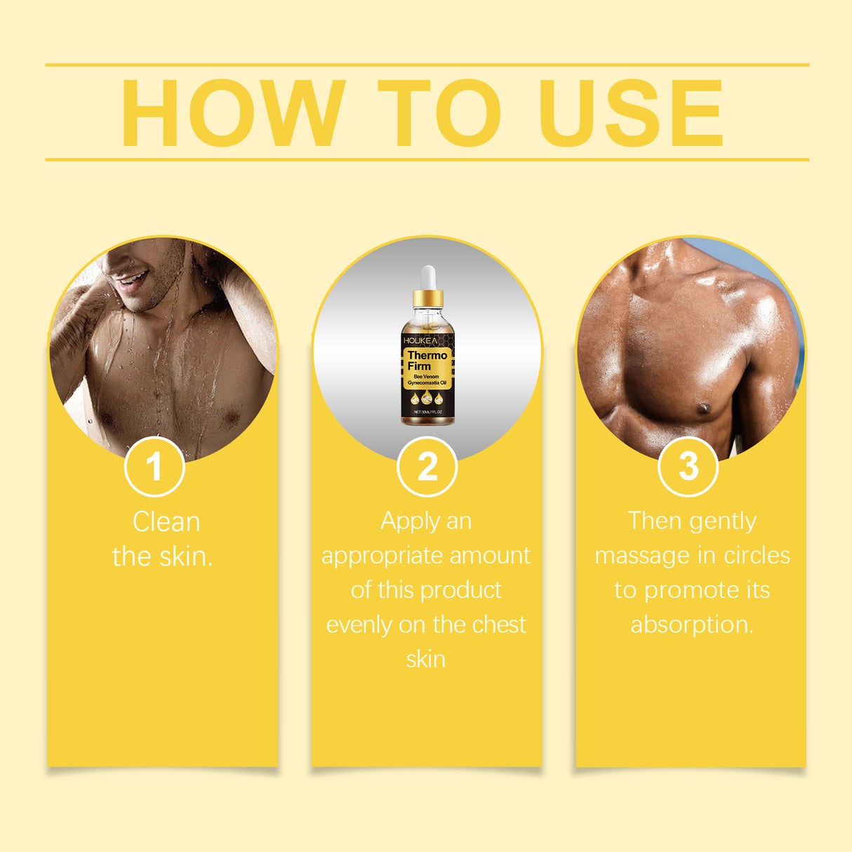 Bee Venom Men's Chest Care Oil Men's Improved Chest Contour Massage Care Essential Oil