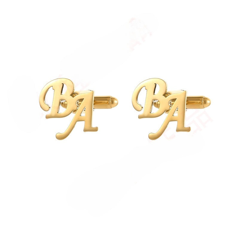 DIY custom French men's cufflinks with English letters cufflinks - V.I.P Digital Presence