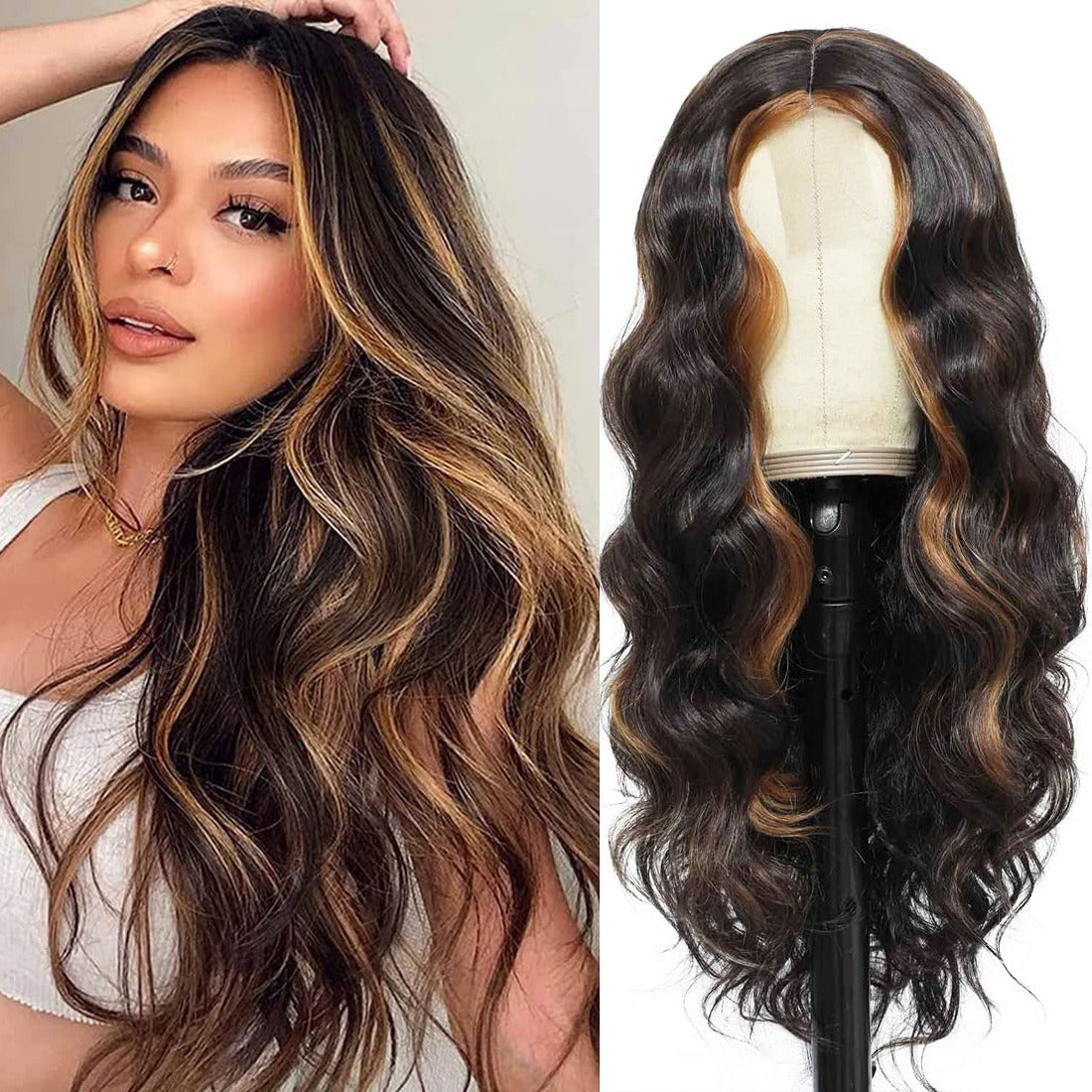 European and American Small Lace Wig Headsets with Intermediate Color Small Lace Center Split Large Wavy Long Curly Wigs - V.I.P Digital Presence